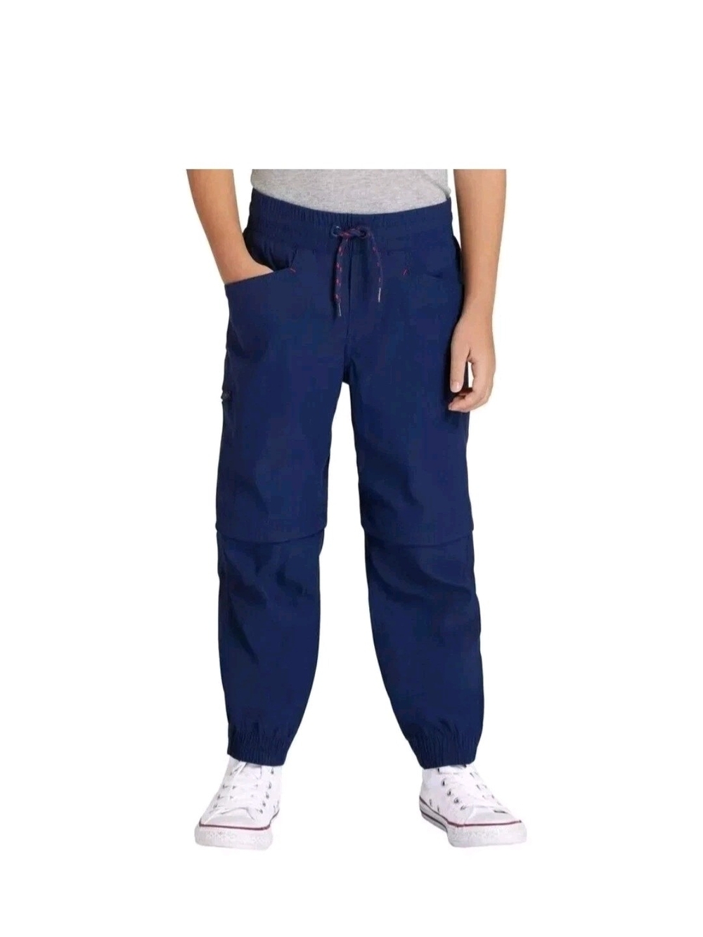 NWT Eddie Bauer Youth Convertible Jogger Pants Sz 7/8 Navy Gorpcore Techwear